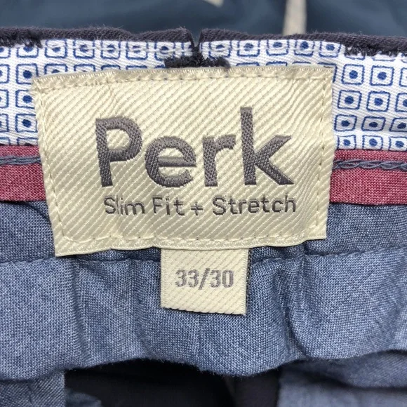 NEW Perk Pants Men's Slim Fit Stretch Chino's Ink Blue Size 33/30 - Picture 3 of 14